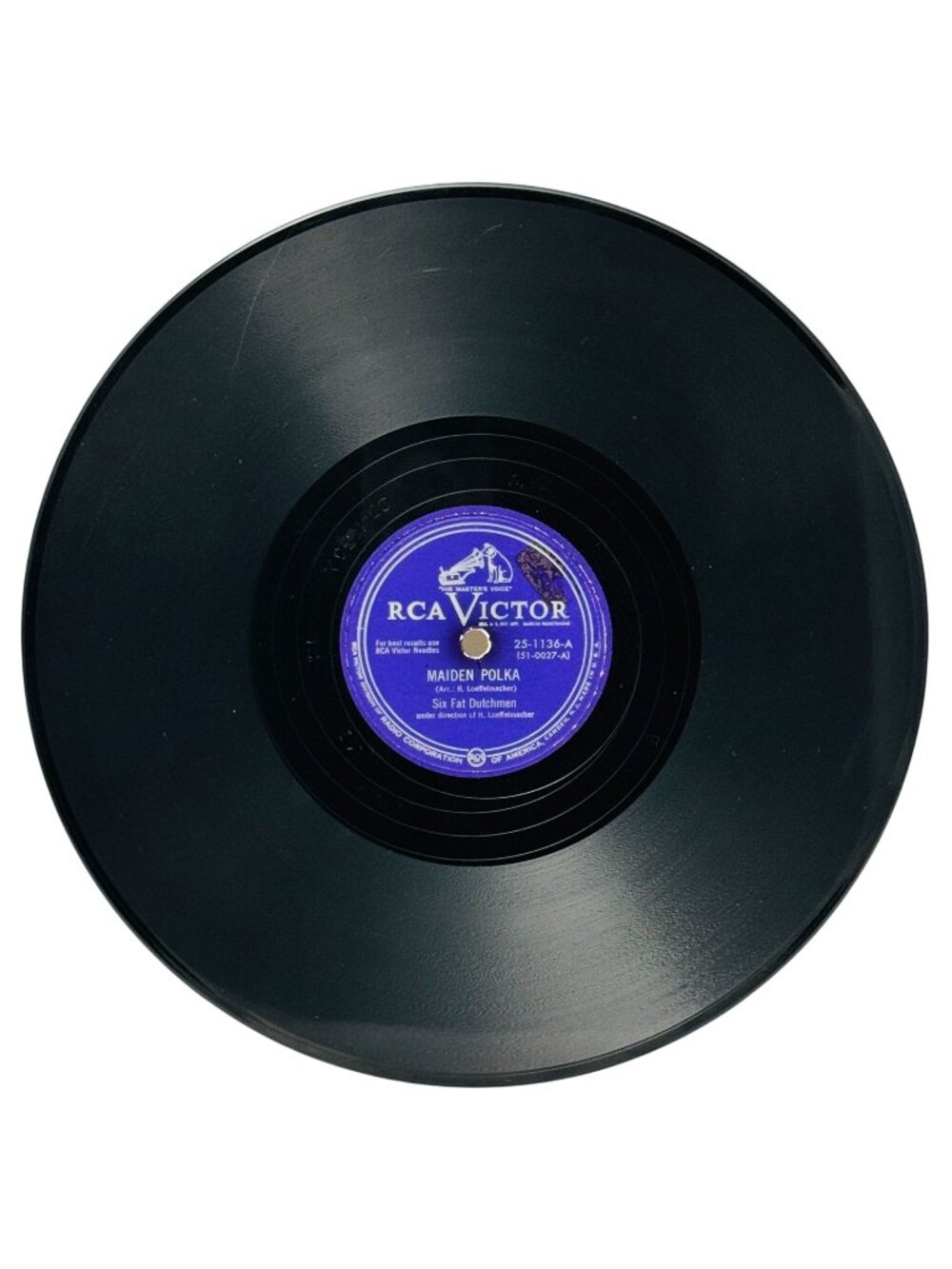 Six Fat Dutchmen Maiden Polka 10 Inch Shellac 78 RPM Record RCA Victor 25-1136